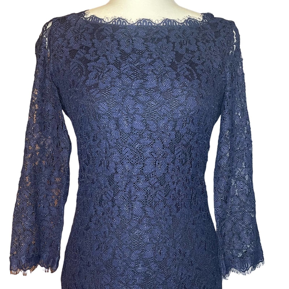 Diane von Furstenberg Zarita Scoop Dress Navy Lace size 8 - Picture 4 of 16
